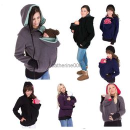 Suéter Mãe Canguru Roupas Maternidade Criança Outono Inverno Mulheres Grávidas Moletons Carrinhos de Bebê Vestindo Moletons com Capuz L230625