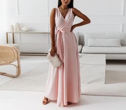 Casual Dresses Women's Spring And Summer Fashion Solid Color V-neck Birthday Party Dinner Female
