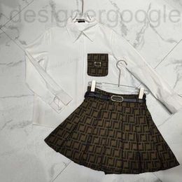 Two Piece Dress designer Women Sets Blouse Pleated Skirt Luxurys Suit Jacket Stick Drill Letter Ladies Brown Black SML EAP4