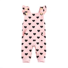 Rompers Citgeett Summer 0-24M Infant Baby Girl Heart Print Buttons Romper Short Sleeve Backless Toddler Outfit Valentine's Day Suit 230625