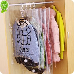 New Wardrobe Compressed Bag Closet Organiser Hanging Vacuum Storage Bags manual pump Space Saving Clear Seal Bags Closet Dust Cover