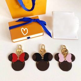 20Styles Mouse PU Leather Keychain Letter Pattern Designer Keychains for Women Men Couple Keychain Car Keychain No Box