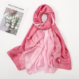 Gradient Satin Long Shawls Ombre Silk Bag Scarves Big Size Muslim Women Hijab Travel Beach Maxi Wrap Elegant Ladies Party Shawl