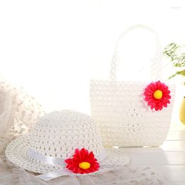 Hats 1set Kids Girls Summer Fashion Children Sunscreen Sun Hat Straw Bag For Cool Girl Cute Breathable BabyAccessories