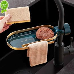 New Faucet Storage Dry Rack Shower Rod Rack Bathroom Sink Drain Rack Soap Sponge Rag Holder For Kitchen Accessories