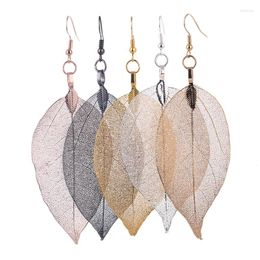 Dangle Earrings LOVBEAFAS 2023 Fashion Wedding Long Filigree Dipped Unique Natural Real Leaf Earings For Women Fine Jewellery Party Gifts