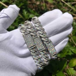 12mm 8-inch 925 Silver Jewellery Cuban Bracelet Stars Full Diamond Bracelet Link Mens Bracelets