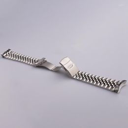 Watch Bands 22mm Silver Jubilee Bracelet Band Solid Curved End Links Strap Double Push Clasp For SKX 007 Deli22