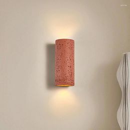 Wall Lamp Nostalgic Cement Led 10W Up Down Wabi Sabi Round Tube Light Bedside Living Dining Study Room Retro Decor Sconce