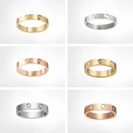 Love Rings Womens Designer Ring Couple Jewellery Band Titanium Steel With diamonds Casual Fashion Street Classic Gold Silver Rose copules ring 4 /6mm carti wedding ring