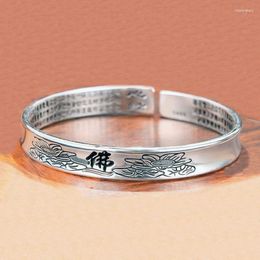Bangle Vintage Buddhist Sutra Copper Mantra Opening Couple Scripture Bracelet Religious Pattern Lucky Melv22