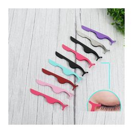 Eyelash Curler False Tweezers 8 Colours Fake Eye Lash Applicator Extension Nipper Auxiliary Clip Clamp Makeup Forceps Tools Drop Deli Dhap9