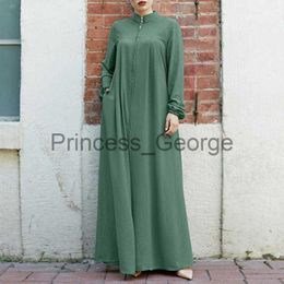 Casual Dresses Holiday Shirt Dress Retro Long Sleeve Muslim Dresses Fashion Long Casual Abaya Hijab Dresses Vestido Zipper Long Maxi Robe S x0625