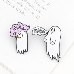 Brooches Pins and Clips for Dress Shirt Collar Men Women Ghost Halloween's Day Fashion Enamel Metal Jewellery Birthday Gift Wholesale