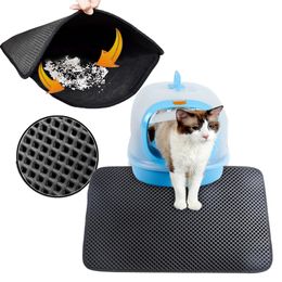 Cat Beds Furniture Double Layer Non-slip Sand Cat Pad Pet Cat Litter Mat Toilet Leather Waterproof Clean Pad For Cats House Clean Accessories 230625