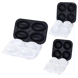 Baking Moulds Soccer Ice Mould 4 Even Cube Maker Ball For Whiskey Splash-proof With Cover Reusable Tray Kitchen Item