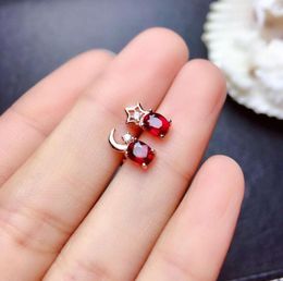 Stud Earrings Day And Night Miss U Style Red Ruby For Women Silver Jewellery Sun Moon Lover Earring Natural Gem Girlfriend Gift