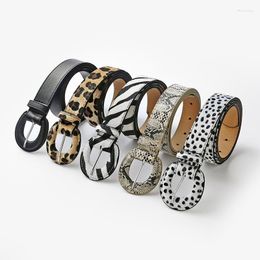 Belts Fashion Women's Belt Classic Vintage Serpentine Leopard Decorative For Girls Metal Round Buckle Casual Dress Jeans