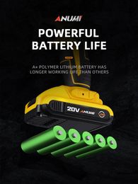 Boormachine ANUMI 20V Yellow Cordless Drill Electric Screwdriver Mini Wireless Power Driver DC LithiumIon Battery 3/8Inch