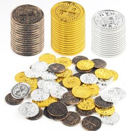 Pirate Coins Spanish Doubloon Hunt Treasure Chest Toys for Party Favor Decorations Bronze Gold Silver