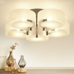 Chandeliers Modern Mult-Rings Acrylic Led Lighting Dining Room Black/White Metal Ceiling Chandelier Lamp Bedroom