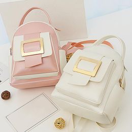 School Bags Big Capacity Women Backpack Fashion Colour Matching Small Ladies Shoulder Crossbody Bag Soft Leather Female Min