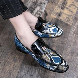New Fashion Snakeskin Pattern Men Tassel Loafers High Quality Slip On Mens Flats Leather Shoes Handmade Summer Casual Shoes