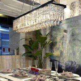 Chandeliers Length 1500mm Modern Crystal Chandelier For Dining Room Rectangle Pendant Fixture