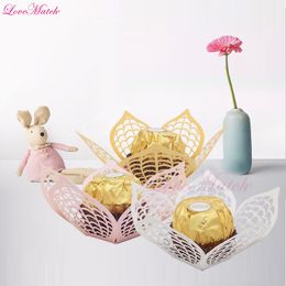 Gift Wrap 50pcs Laser Cut Leaf Candy Bar Wedding Favour Chocolate Baby Shower Party Box Decoration 230625