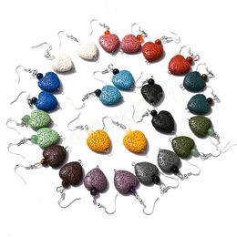 Colourful Heart-shaped Lava Stone Charms Dangle Earrings for Women Girls Fashion Delicate Volcanic Rock Stone Geometric Earrings