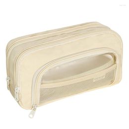 Mesh Pencil Case Transparent Pouchl Box Large Capacity With Zipper Travel Luggage Makeup Cosmetic Bag