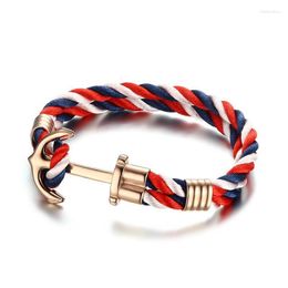 Bangle Titanium Steel Dark Blue Flower Rope Gold Anchor Hand Line Men's Fashion Bracelet Melv22