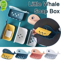 New Portable Bathroom Soap Rack No Drilling Wall Mounted Drain Non Perforated Double Layer Holder Sponge Dish Accessories Soap Dish