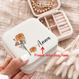 Gift Wrap Custom Name Jewelry Boxes Travel Jewelry Case with Name Mother's Day Birthday Holiday Gifts for Her Bridesmaid Proposal 230625