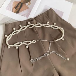 Belts Fashion Women's Pearl Belt Chain Wedding Waist Rope Bridal Dress Laides Luxury Art Women