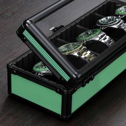 Watch Boxes & Cases 5 Digits Luxury Aluminium Storage Organiser Box Men Watches Dark Green Display Cabinet Case Showcase Deli22