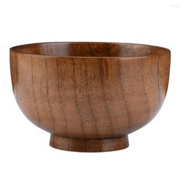 Bowls Child Kid Natural Wooden Handmade Bowl Container Heat Resistant Tableware (9.5cm)