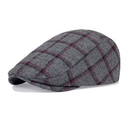 Autumn Winter Newsies Plaid Flat Caps Hats for Men Paperboy Golf Cap Beret Cabbie Caps