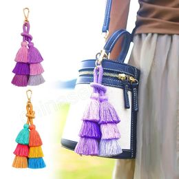 Handmade Fluffy Pom Pom Colorful Tassel Keychain Women Girls Car Key Bag Pendant Hangings Keyring Ornament Handbags Decor