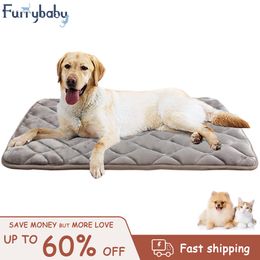 kennels pens Furrybaby Dog Bed Mat Soft Crate Mat with Anti-Slip Bottom Machine Washable Pet Mattress for Dog Sleeping For Large Dog Cat 230625