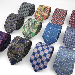 Bow Ties Super Soft Imitation Silk Polyester Necktie Men's Business Meeting Gravatas Formal 7cm Slim Fashion Paisley Printing Tie 230621