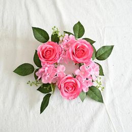 Decorative Flowers Garland Wreath Candle Ring Creative Table Centrepieces Reusable Wedding Decor