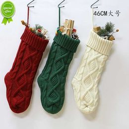 46CM Elk Socks Christmas Gift Bag Knitted Christmas Stockings Decoration Lovely Fireplace Decoration Santa Xmas