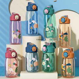 Water Bottles Korean Style Lid Tritan Plastic Straw Cup Cute And Fresh Student Portable Small Drinking Handy