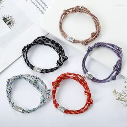 Bangle 2Pcs Set Mutual Attraction Friendship Braided Rope Charm Lover Bracelets Colourful Magnetic Couples Matching Eacher Melv22