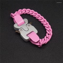Link Bracelets 23FW TOP Pink 1017 ALYX 9SM Men Women Buckle 1:1 High Quality Bracelet Classic Metal Chain