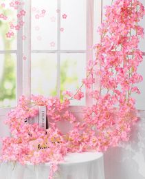 Decorative Flowers Cherry Vine Wedding Arch Decoration Rattan Artificial Flower Home Diy Ivy Silk Wall Hanging Garland