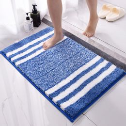Mats Thick Microfiber Bathroom Carpets Enter Toilet Shower Room Doormat Bath Bathtub Side Floor Rugs Stripes Pattern Antislip Mat
