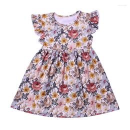 Girl Dresses 2023 Summer Floral Girls Dress Toddler Retro Clothing Sleeveless Boutique For Kids 2-7Y Wholesales