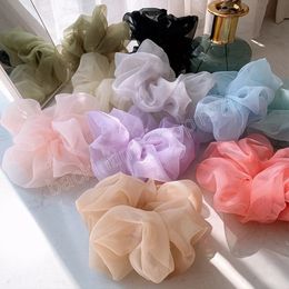 Summer Organza Scrunchies Women Elastic Hair Band Korean Elegant Ponytail Holder Rubber Tie Band Hair Accessories